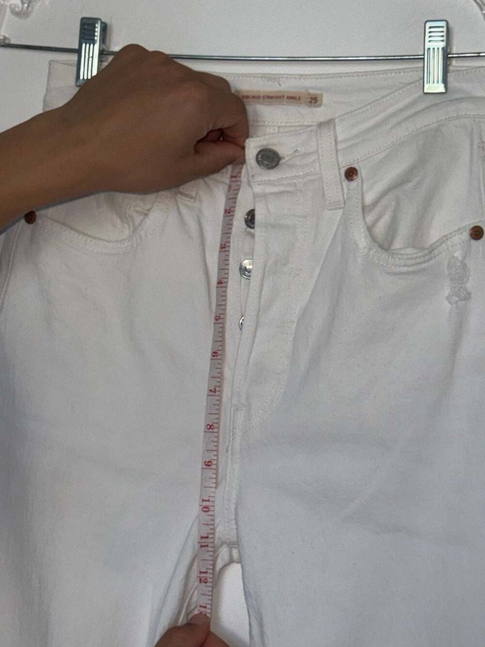 Levi's Premium Ribcage Straight Ankle White Jeans Size 25 - Picture 7 of 11